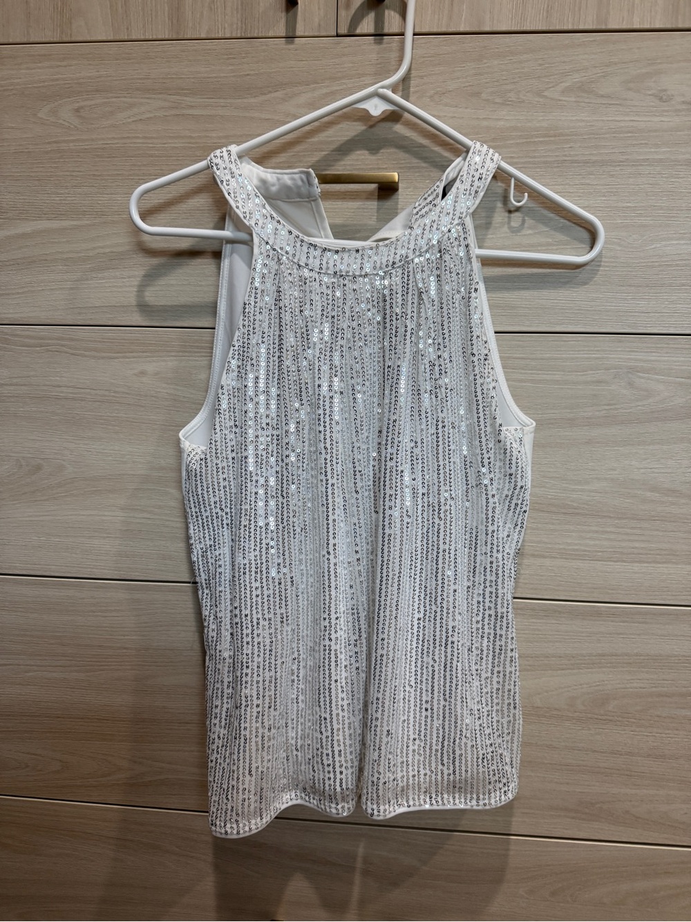White Sequin Halter Tank Top - Brand Unknown